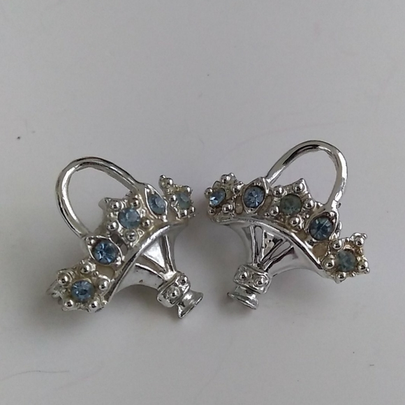 VINTAGE Blue Rhinestone Rhodium Pl Scatter Pins - Picture 2 of 8